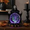 Halloween Table Decor LED Lighted Faux Crystal Ball Decoration, Resin Witch/Skeleton/Cat/Ghost Figurine with Unique Gift for Friends Green/Purple