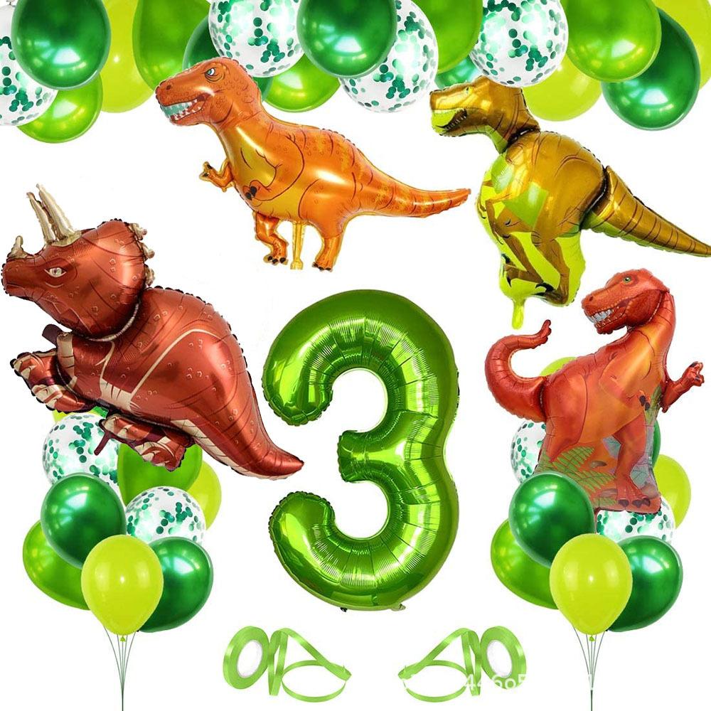 Dinosaur 1 -9 Years Old Birthday Party Balloon Background Decoration Number Set Birthday Number Balloon Set Green 