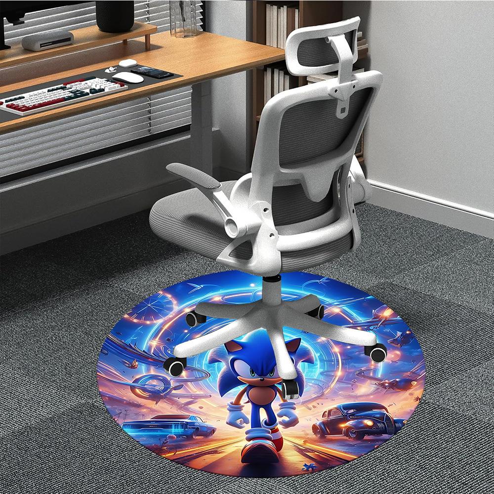 

1pc Sonic Artwork Chair Carpet for Office, Indoor Non-Slip Polyester Fiber Carpet, Machine Washable, Durable Construction yy251205126 80cm by 80cm