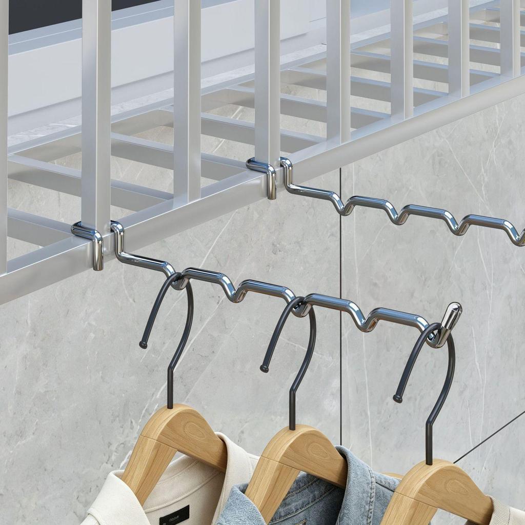 Balcony Anti-Theft Clothes Drying Hanger with Window Guard and Rail Hooks