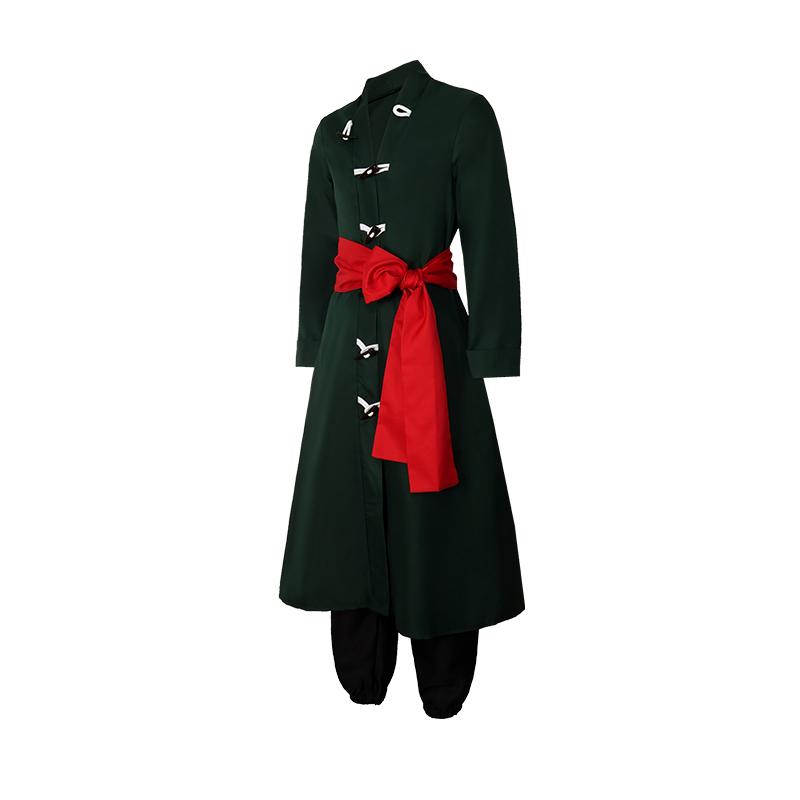 Roronoa Zoro Cosplay Anime Costume Uniform Green Coat Belt Pants Head Scarf Zoro Wig Uniforms Halloween Men Convention Clothes