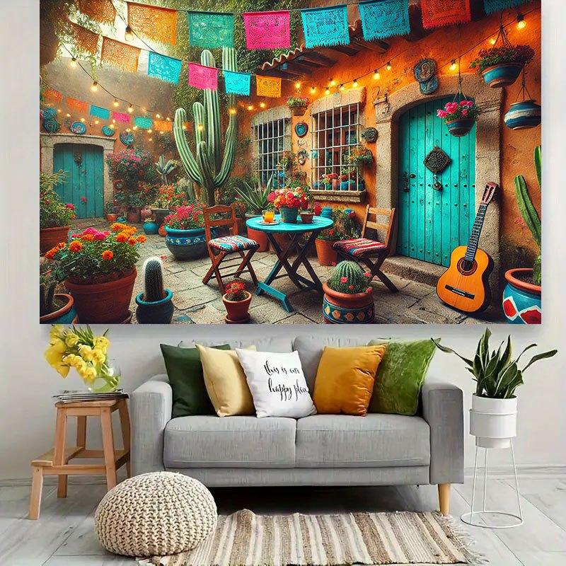 1 Mexican-themed Background Flag, a Vibrant Photographic Backdrop, Suitable for Parties and Events