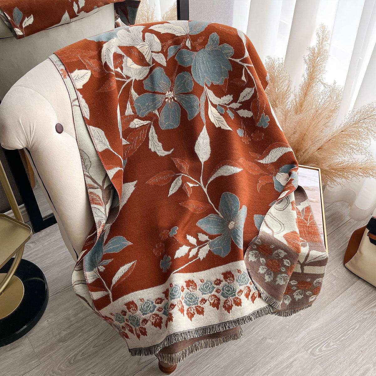 

Ретро шарф цветок темперамент универсальная шаль модный жаккардовый накидка шарф женский теплый шарф 185x65cm темно-коричневого