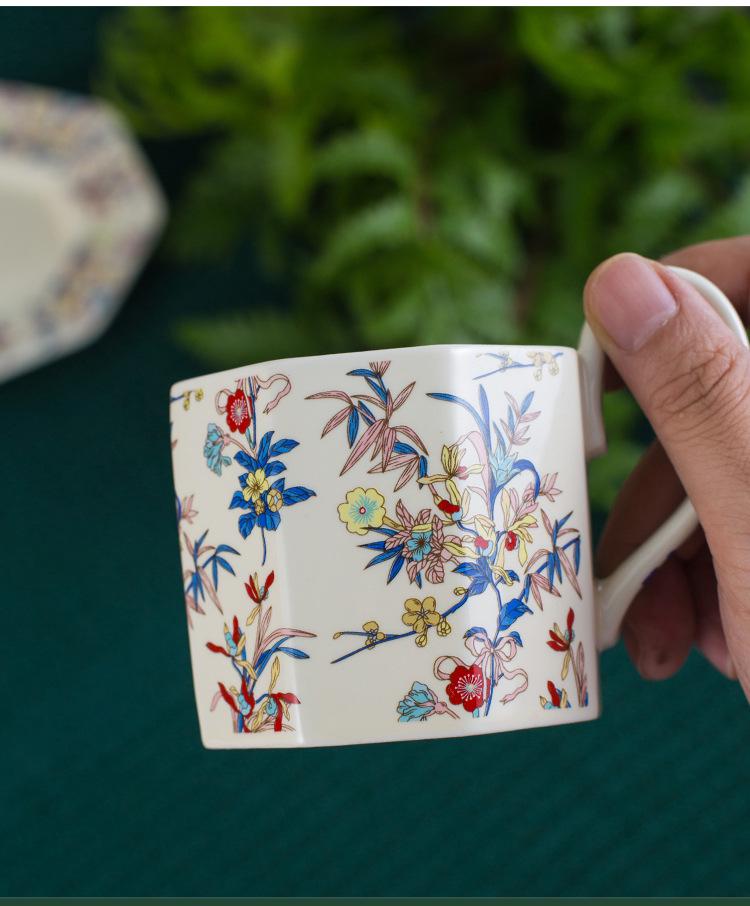 French Pastoral Style Coffee Set: Floral Brocade Cup and Saucer with Teapot - Perfect Gift Item