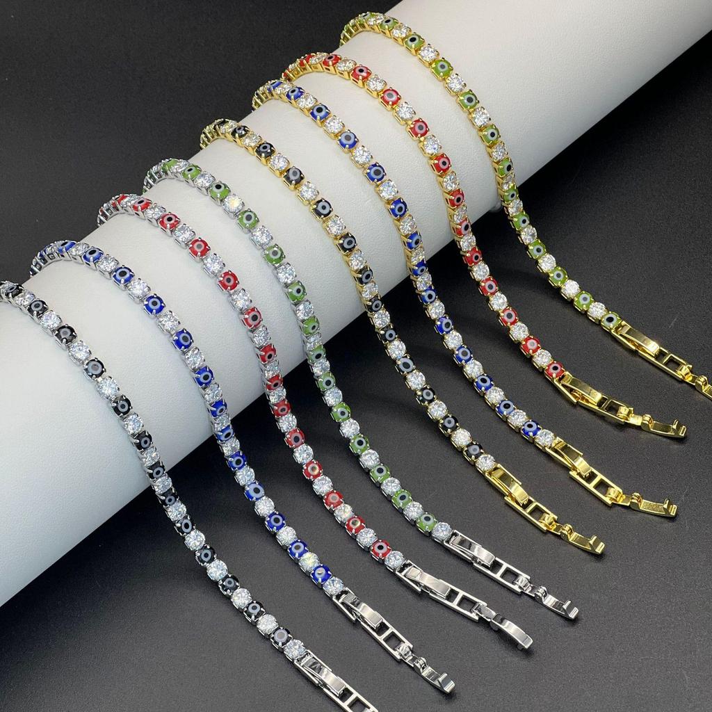 European & American Hip-Hop Style Devil's Eye Zircon Bracelet with Micro-Inlaid Diamonds