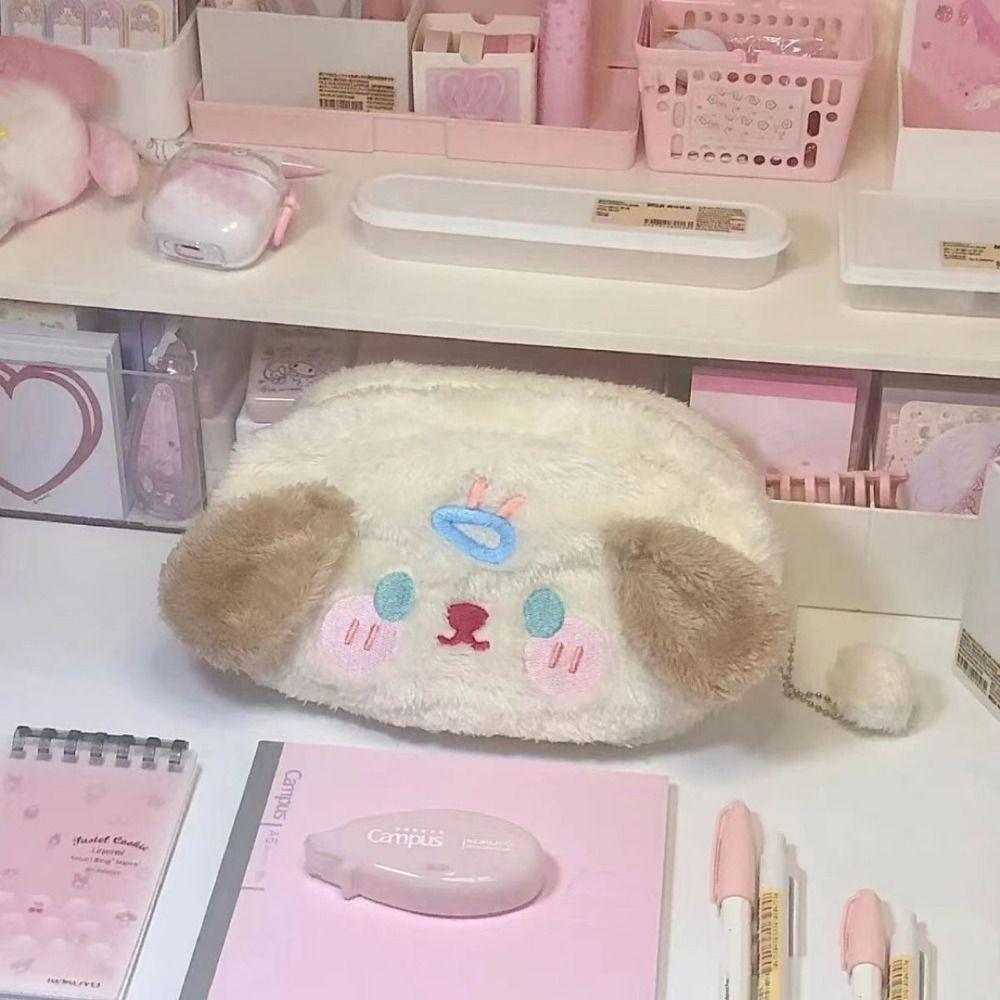 

Large Capacity Plush Puppy Pencil Case Cute Pencil Box Fashion Pen Bag Women