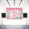 2D 6th Birthday Sweet Treat Background Cloth, Pink Ice Cream Party Backdrop