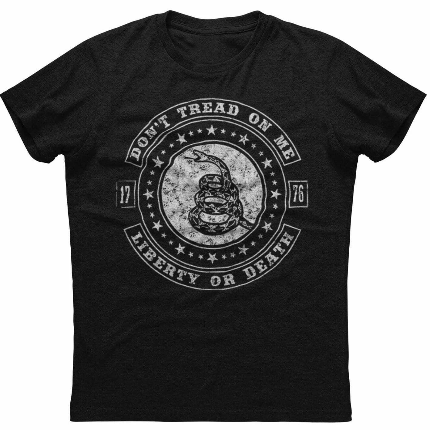Don t Tread on Me, Liberty or Death. 1776 Rattlesnake Patriotic Flag T-Shirt S чёрный