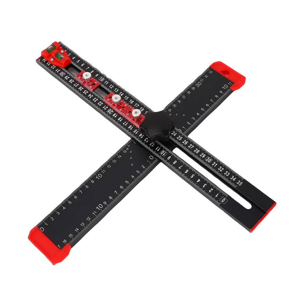 4 in 1 Drilling Position Ruler Metric T Square Multi Angle Measuring Tool Drawer Door Installation