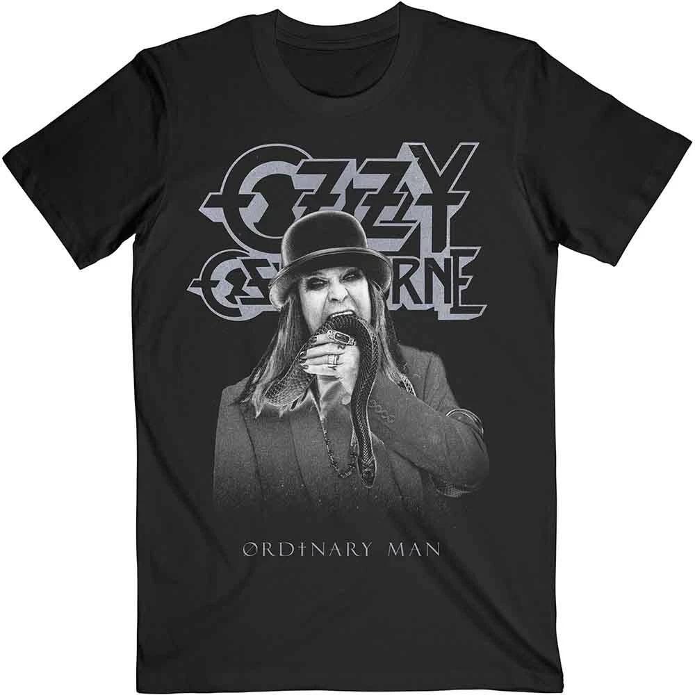 Ozzy Osbourne Mens Tshirt -L- Ordinary Man Snake Ryograph Black L