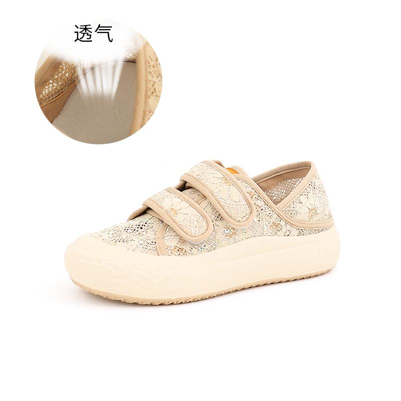 

Velcro fisherman shoes women s 2025 summer new breathable little white shoes women s mesh platform women s shoes versatile shoes children 40 абрикосовий