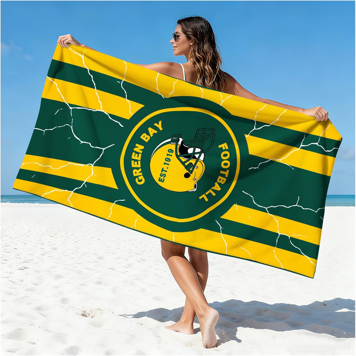 

Miami Football Fan Beach Towel, Aqua and Orange Team Color Design Quick-Dry Sand-Free Bath Towel, Unique Gift for Men W30*H60(CM)