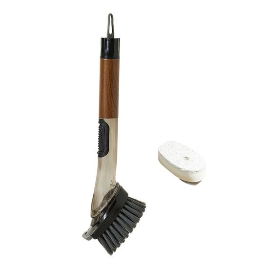 

2 шт./набор Чистящая щетка с прочной щетиной Эргономичная ручка Головка с жесткой щетиной Многофункциональный кухонный очиститель для барбекю коричневый