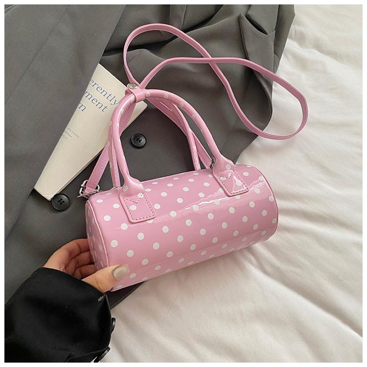 

Нишевая сумка в горошек женская 2025 новая модная универсальная сумка под мышку через плечо изысканная портативная маленькая сумка цилиндрическая сумка