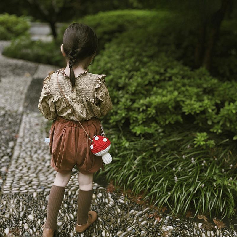 Cute Mini Handwoven Children's Bag With Stylish Mushroom Design For Girls