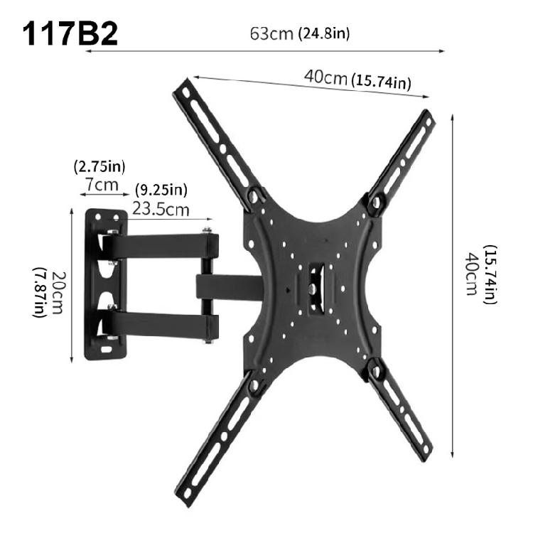 Heavy Duty Steel TV Wall Mount Holder with Adjustable Arm Tilt and Adjust for 26-55inch Flat Panel Displays Black