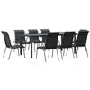 VidaXL Garden Dining Set 9 Pcs Black Textilene and Steel 3200717