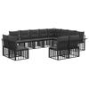 Outdoor Sofa Set 12 Pcs Black and Dark Grey Polyester