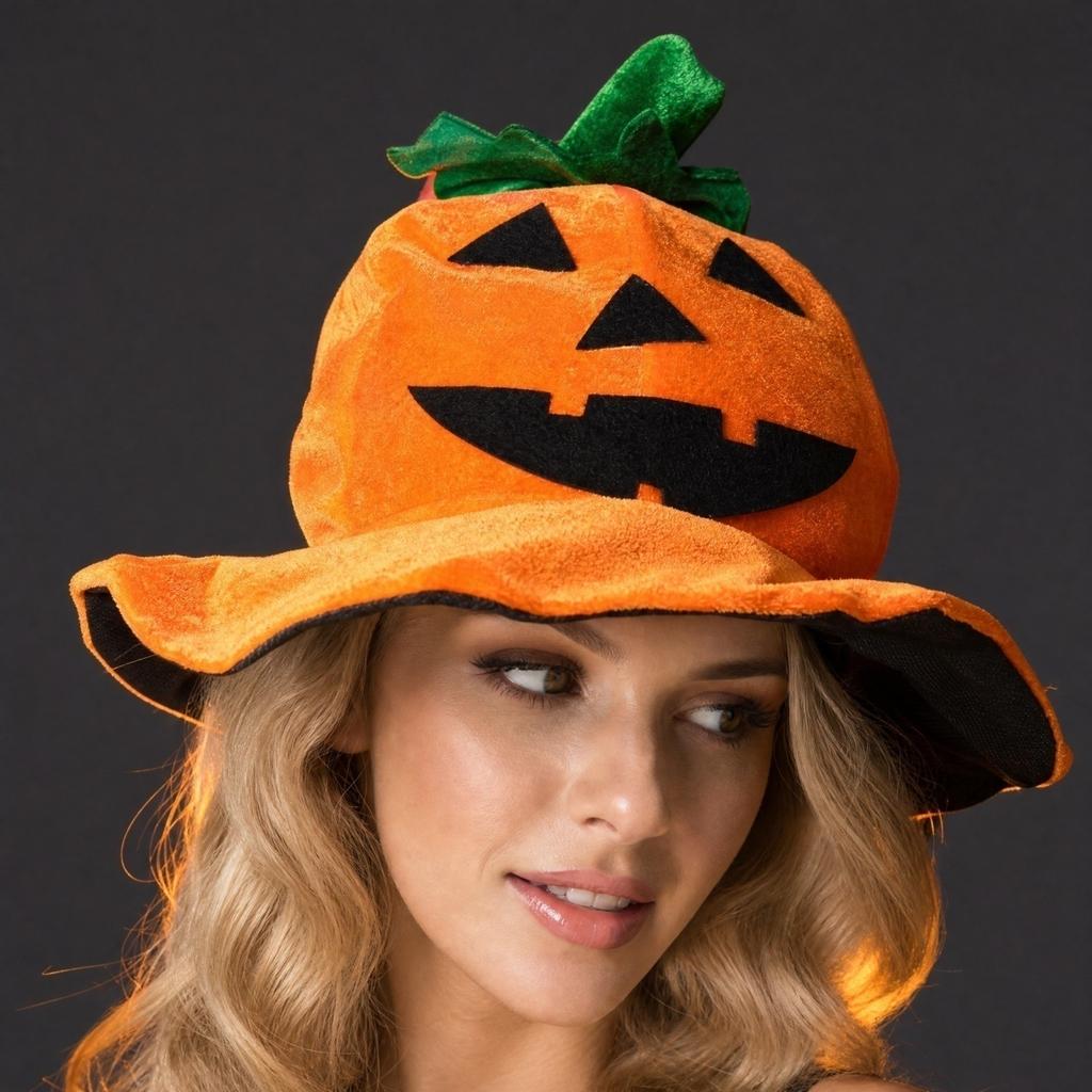 Samt Halloween Kürbis Hut Kostüm Requisite für Tanzparty Aufführung