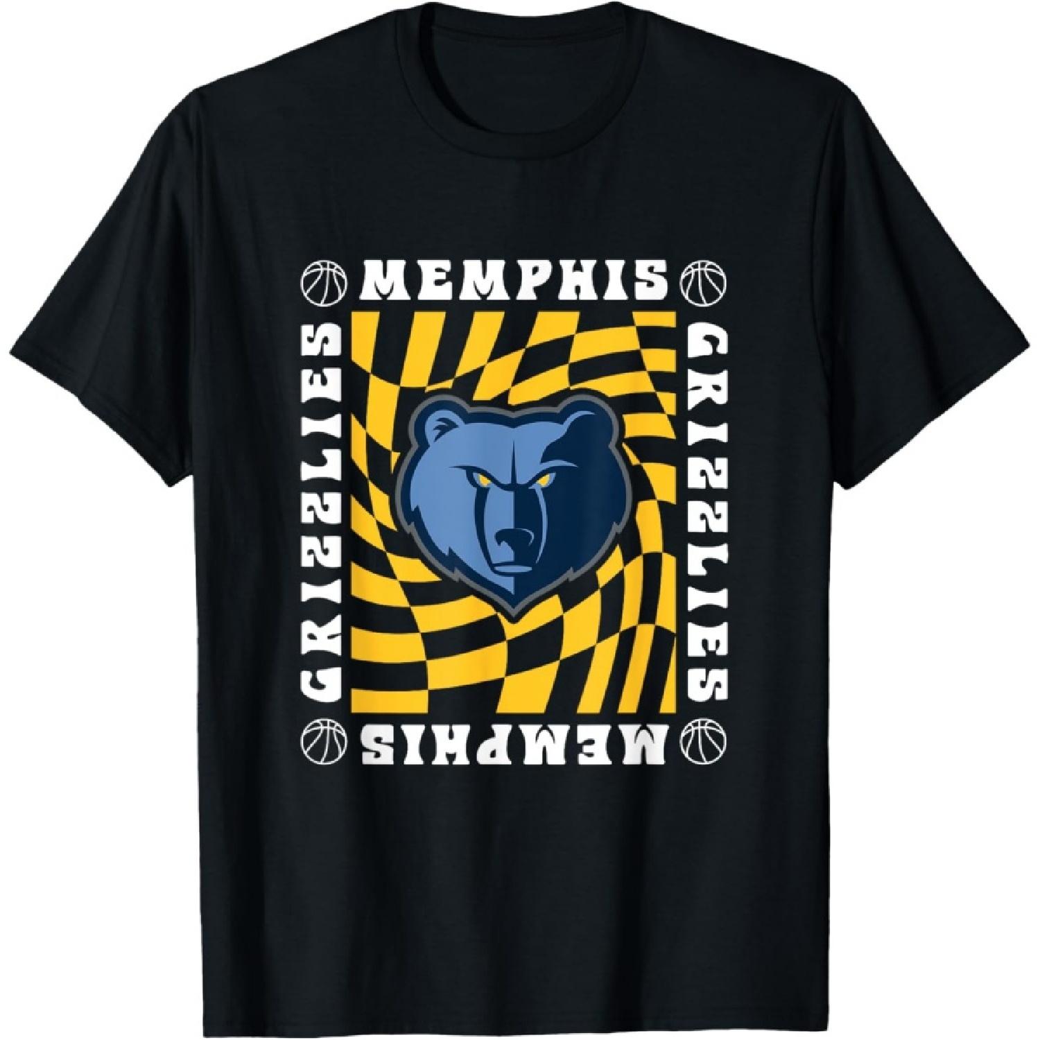 

NBA Memphis Grizzlies Retro Checkerboard Wave T-Shirt XXXXXL чорний