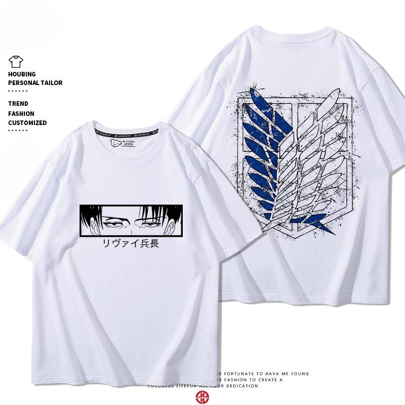 Summer 100% Cotton T-shirt Attack Giant Wings of Freedom Clothing Sergeant Alan Mikasa Around Short-sleeved Men