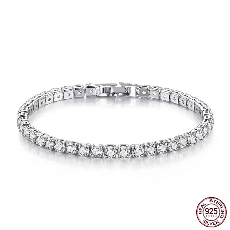 925  Silver Rose Gold Tennis Bracelet Sparkling Crystal Cubic Zirconia Hip-Hop Luxury Women's Jewelry Surprise Gift