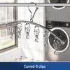 Stainless Steel Multifunctional Windproof Sock and Clothes Hanger with Clips for Home and Dorm Use.