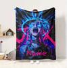 Custom Name Blue Eyes Connection Flannel Blanket Throw Blanket Soft Warm Sofa Bed Home Decor Unique Gift