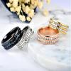 Korean Style Titanium Steel Double-Row Diamond Couple Ring - Fashionable Stainless Steel Jewelry for Women