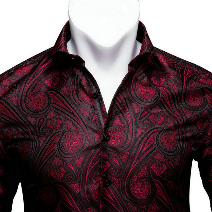 Black Paisley Silk Dress Shirt 