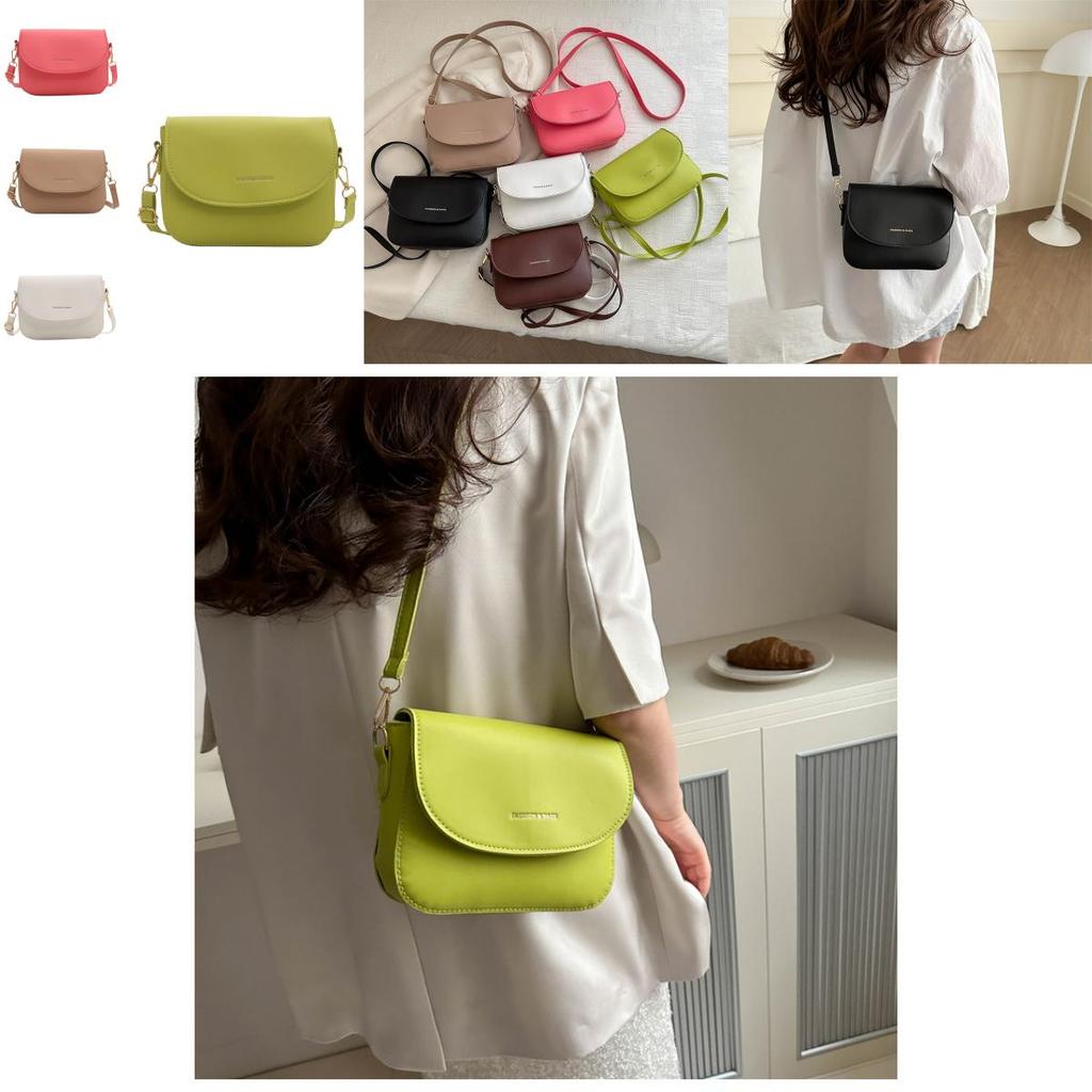 Trendy Candy-colored Saddle Bag In White Khaki Pink Green Brown Black