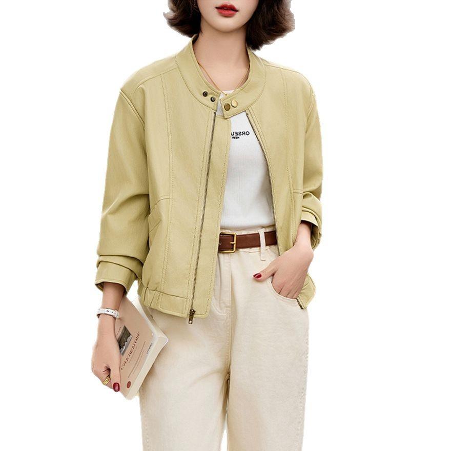 Retro Soft Leather Jacket Women's Spring and Autumn New Design Sense Fashion Casual Loose Leather Jacket