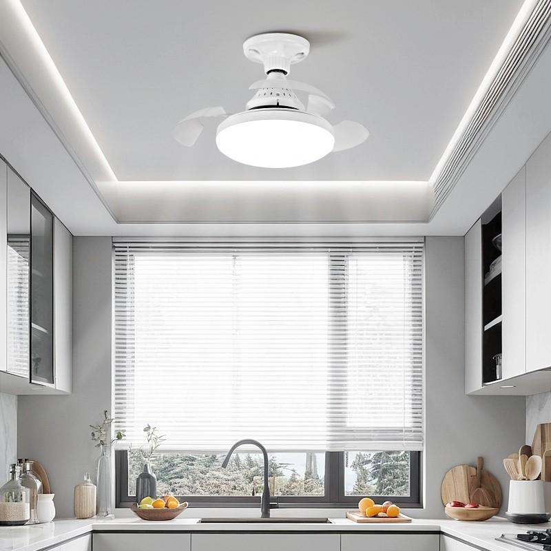 14inchs 24W Household Foldable Blade Small Exhaust Fan Electric Ceiling Fan With Light E27 Socket Invisible Ceiling Fan