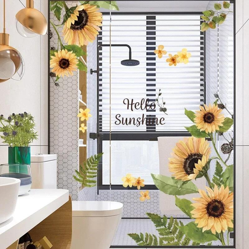 Sonnenblumen Wandaufkleber Glas Dekoaufkleber Wohnzimmer Floraler Hintergrund Wand Schlafzimmer Raum Dekorationszubehör