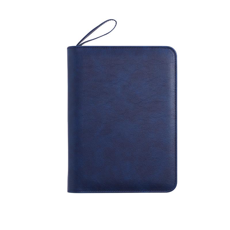 Customizable A5 PU Leather Notebook with Logo, Zipper Storage, and Loose-leaf Pages for Business Meetings