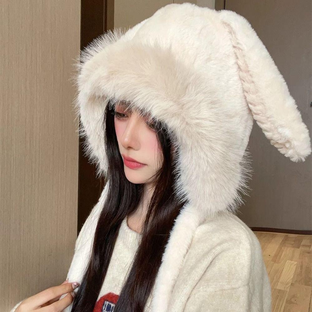 Beanie Hat Rabbit Ears Hat Skull Cap Winter Plush Hat Personality Outdoor