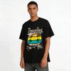 Vintage Travel Themed Coconut Tree Classic Car Print Casual T-Shirt Pure cotton T-shirt