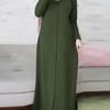 Solid Color Loose Fit Long Sleeve Round Neck Dress