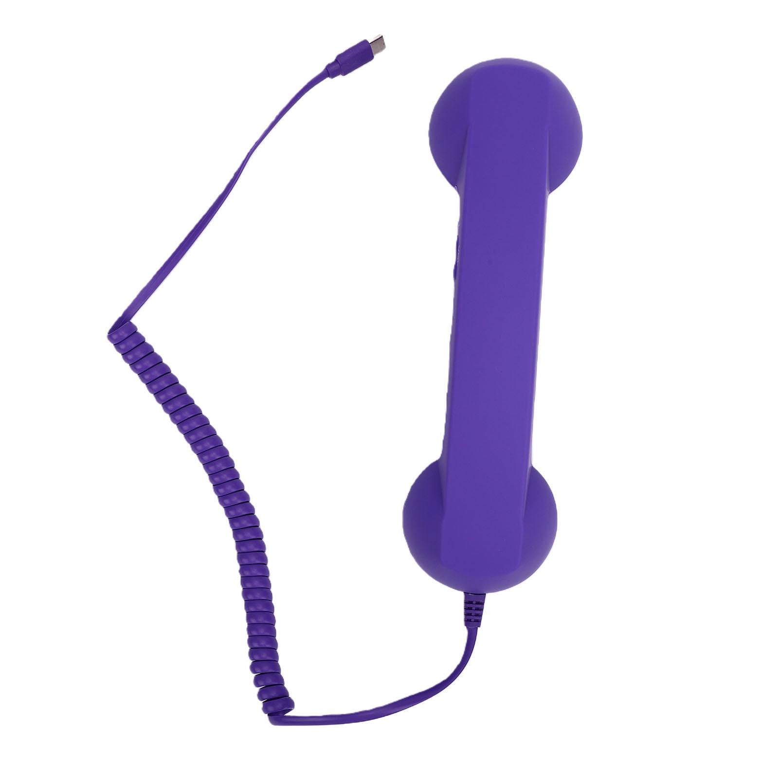 Combiné de téléphone rétro Type C Vintage Filaire Portable Récepteur de téléphone portable avec haut-parleur et microphone pour vidéo mobile