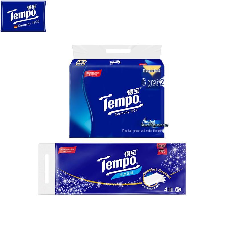 Комбо-набор: Туалетная бумага Tempo 4-слойная без аромата и Салфетки для лица