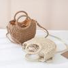 New Paper Rope Fashionable Versatile Portable Crossbody Small Round Bucket Hand-woven Shoulder Women's Bag Woven Bag