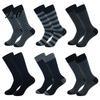 Daily Commute Work Socks Men Striped Crew Socks Cotton Dress Moisture Wicking Everyday Wear Resistant Breathable for Business Office Casual