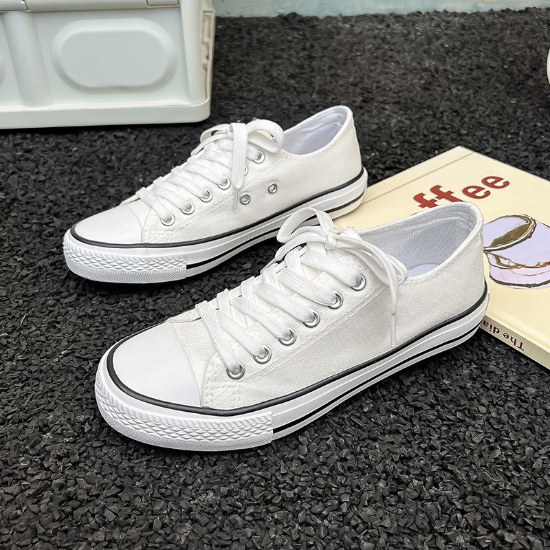 Canvas Shoes Women's New Summer Student Versatile Elastic Band Embroidered Bear Board Shoes One Pedal Lazy Shoes Women