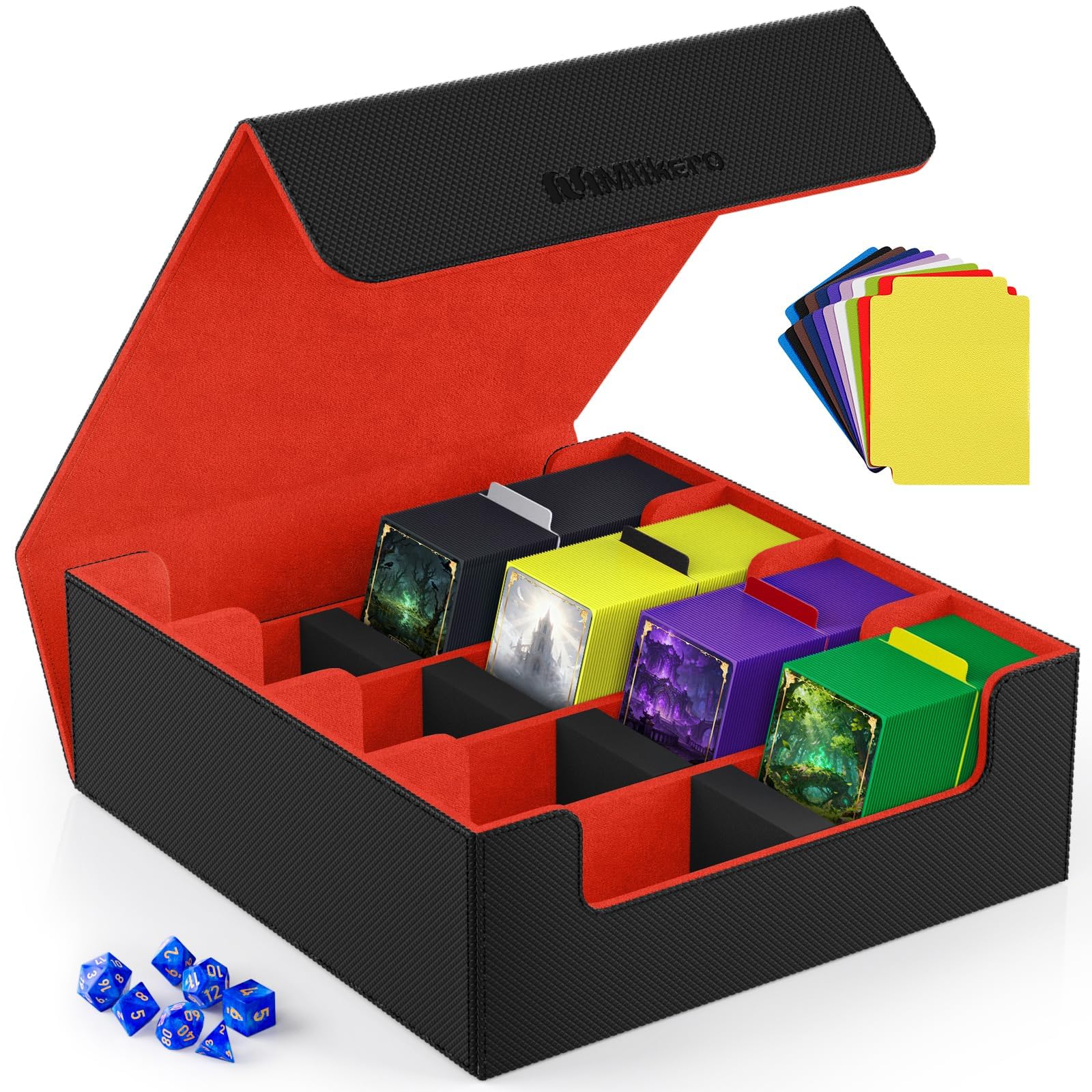 

Mlikero Deck Case Card Large Holds 2400 Trading Card Magnetic Trading Card Storage Includes 10 Dividers and 4 Foam Compatible with Duel and Various