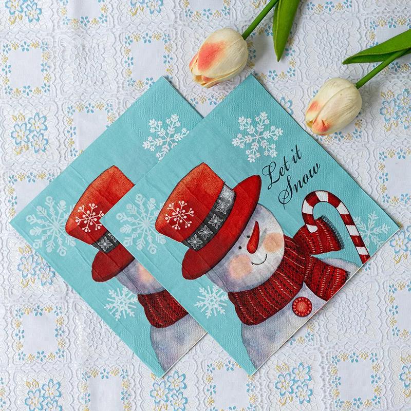 20pcs/Pac 33*33cm 2-Ply Disposable Party Napkin Christmas Pattern