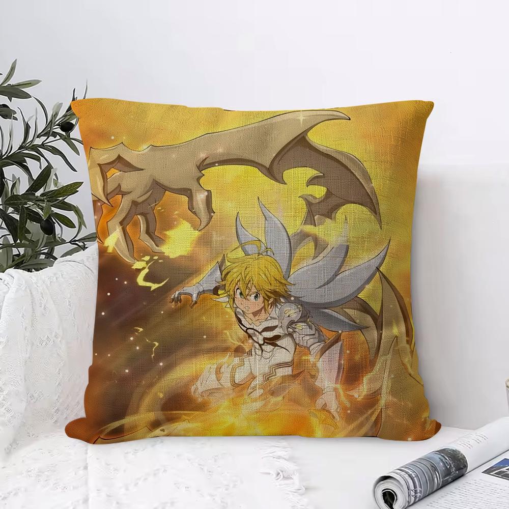 Anime DDeadly SSins Cushion Cover Eco Linen Pillow Case DoubleSided Print Breathable Durable Zipper Home Decor Gift