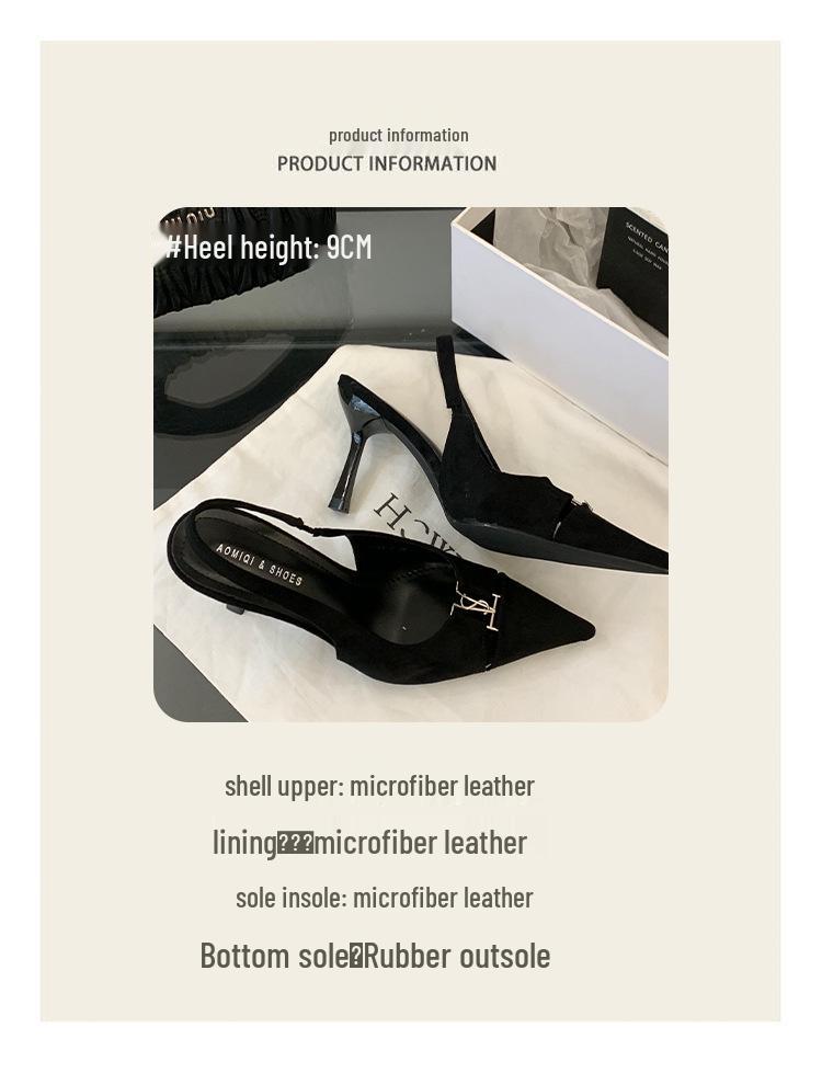 Elegant 2025 Black High-End Women's Pointed Toe High Heel Sandals