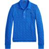 Polo Cable Knit Cotton Long Sleeve Polo Shirt Women Tops Colby-Blue 211959100-502