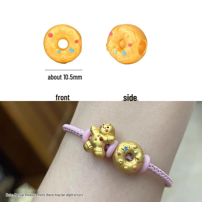 

Золотистый браслет-пончик из песка с красными веревочными бусинами-разделителями - Рождественский подарок, ювелирное изделие