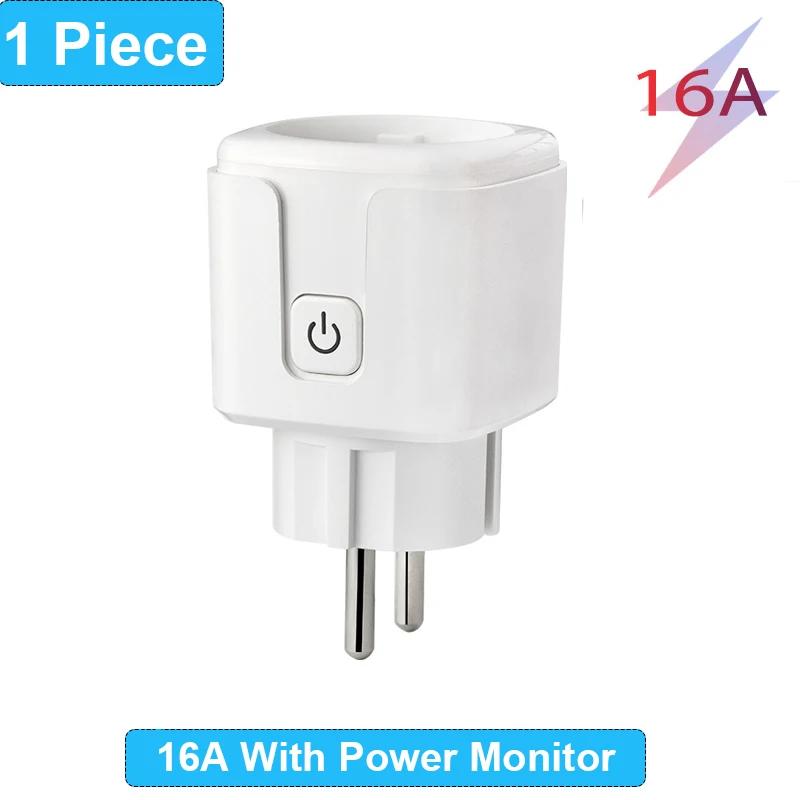 

1/4PCS Smart Plug WiFi Socket EU 16A/20A Power Monitor Timing Function SmartLife APP Control Work with Tuya Alexa Google Home 100-240V&1